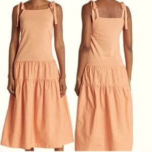 TOPSHOP tiered poplin midi dress